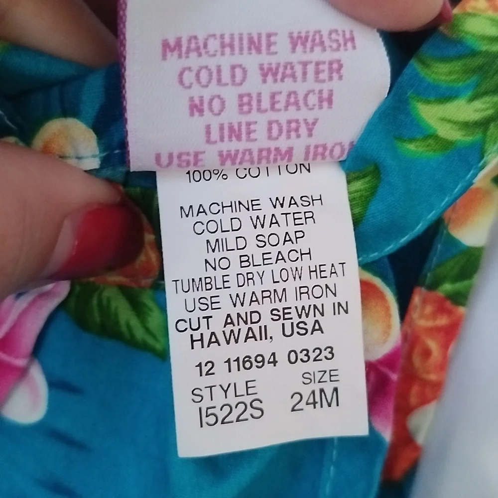 RJC Blue Hawaiian Cotton Dress NWOT - 24M